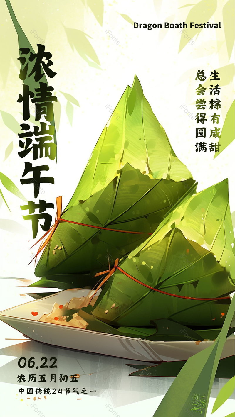 端午节粽子粽叶糯米社交媒体朋友圈创意海报,设计模板,设计模板大全,设计模板下载